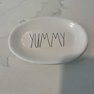 Rae Dunn “YUMMY” Oval Snack Plate – Artisan Collection by Magenta – 8” Ceramic